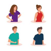 group of young people avatar characters vector