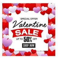 Valentines Day Sale, Discount Card. vector