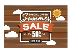 Plantilla de banner de super venta de verano sobre fondo de color. vector