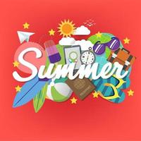 Summer banner template on color background. vector