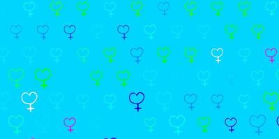 Light Blue, Green vector pattern with feminism elements.