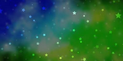 Light Blue, Green vector layout with bright stars.