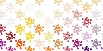Light pink, yellow vector backdrop with virus symbols.