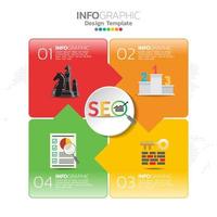 Ilustración del concepto de infografía de infografías seo con plantilla de diseño empresarial. vector