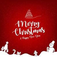 Merry Christmas and Happy New Year greeting card template. vector