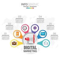 Plantilla de infografía con concepto de iconos de marketing digital. vector