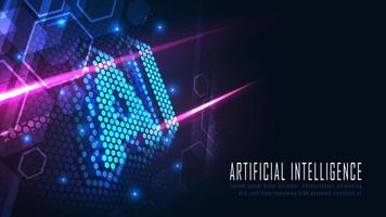 Ai hexagon landing page design vector