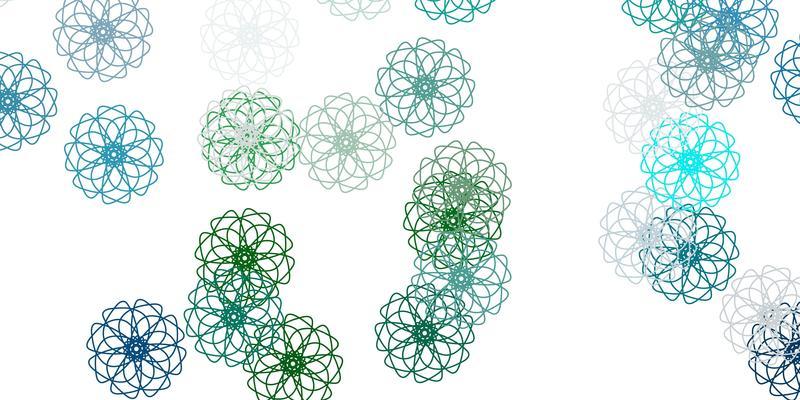 Light blue, green vector doodle template with flowers.
