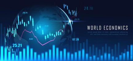 Financial world map with graph vector