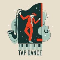 Man performing a tap dance in a spotlight vector