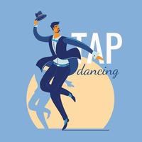 Man performing a tap dance in a spotlight vector