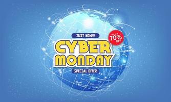 banner moderno de cyber monday con diseño plano vector