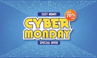 banner moderno de cyber monday con diseño plano vector