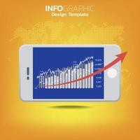 concepto de big data y movilidad con dispositivos conectados como teléfonos inteligentes. vector