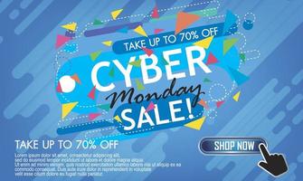 banner moderno de cyber monday con diseño plano vector