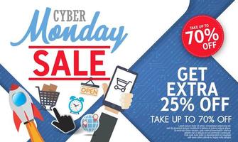 Modern cyber monday banner with flat design vector