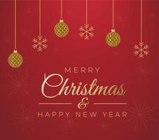 Merry Christmas and Happy New Year Holiday greeting card