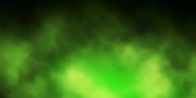 Dark Green vector background with clouds.