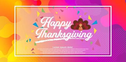 Hand drawn Happy Thanksgiving typography poster with color background.. vector