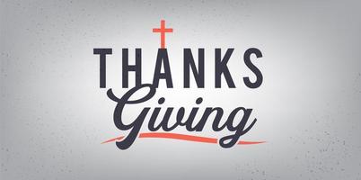Hand drawn Thanksgiving typography poster with christian cross. vector