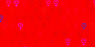 Light Red vector backdrop with women power symbols.