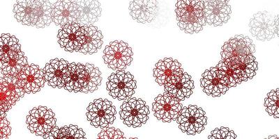 Light red vector doodle template with flowers.