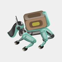 Modern robots delivery methods. Robot dog with box. Technological shipment innovation concept. Modern vector illustration. Isolated