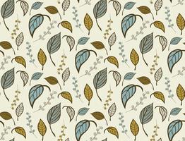 Seamless floral pattern with hand drawn leaves vector