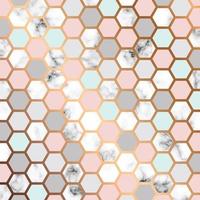 Vector marble texture design with honeycomb pattern background