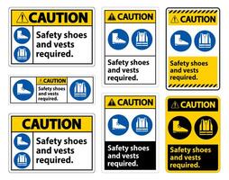 Safety Shoes And Vest Required With PPE Symbols vector