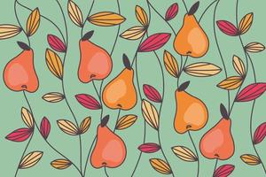 Abstract Pears and Colored Leaves Pattern vector