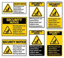 Moving parts can cause injury signs vector