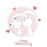 Two cats kissing, happy Valentine's day vector