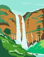 Twin Waterfalls in Philippines Poster Art vector