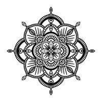 mandala étnico floral blanco y negro, sobre fondo blanco vector