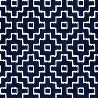 Sashiko seamless indigo dye pattern with traditional white Japanese embroidery vector