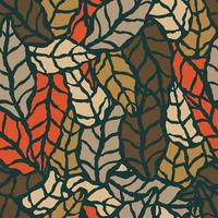 Seamless pattern with hand drawn natural leaves vector