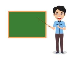 Businessman Holding Pointer Toward Blank Chalkboard Isolated vector