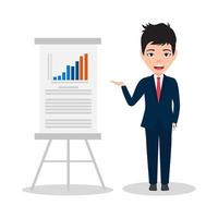 Business man presenting and pointing to sales presentation vector