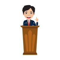 Businessman Character Speaks On The Podium vector