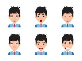 Male Character Avatar With Various Expressions vector