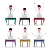 Set of business people sitting and working on computer vector