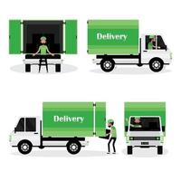 Man with delivery truck vector