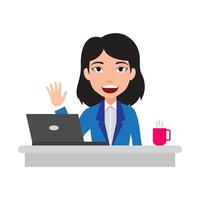 Businesswoman on Desk With Laptop vector