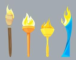 Set of different torches. vector