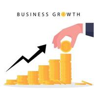 A cartoon showing business growth featuring an increasing graph of money vector