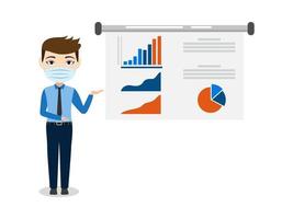 Business man presenting graph vector