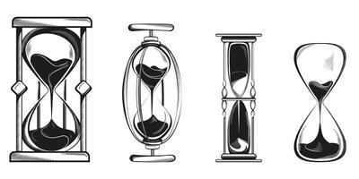 Set of different hourglasses. vector