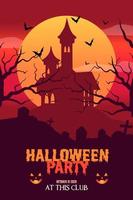 Flat design halloween party poster template Vector