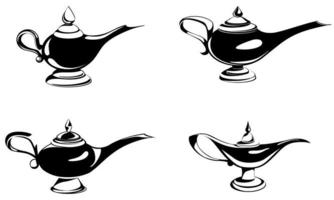 Set of different magic lamps. vector